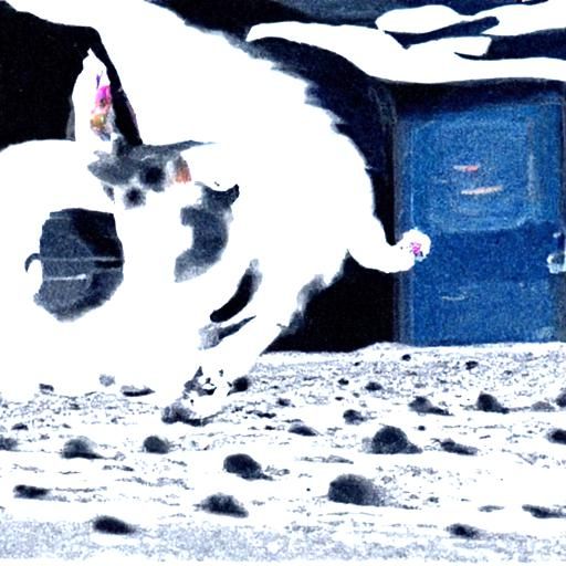 Cat running on the moon