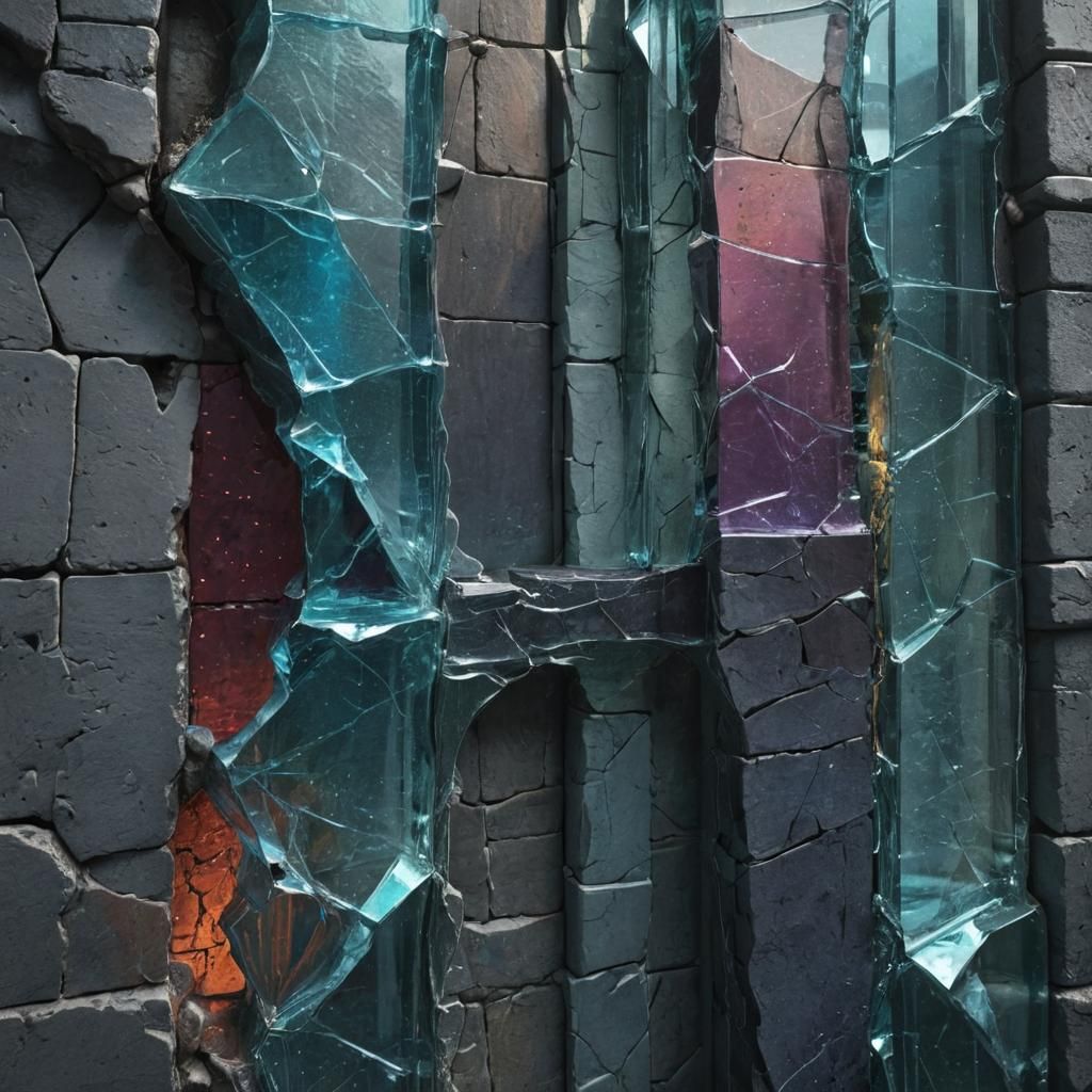 Cracked Glass Castle: Hyperrealistic Concept Art