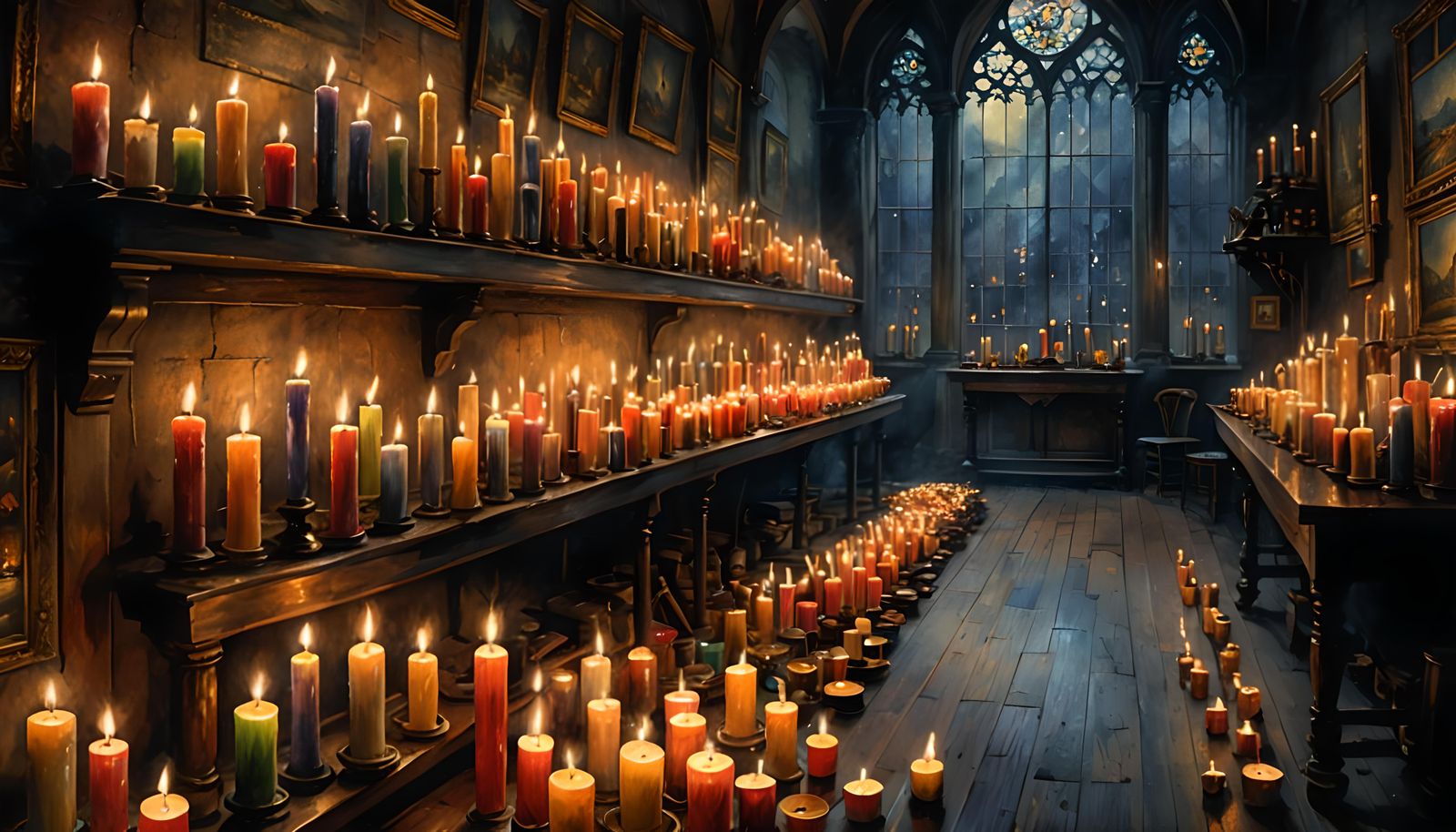 Candlelit Room in Impressionist Style with Candy Art