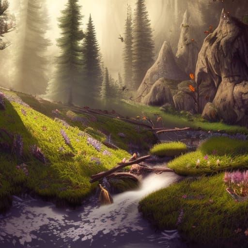 Goblincore Meadow in High Gothic Style