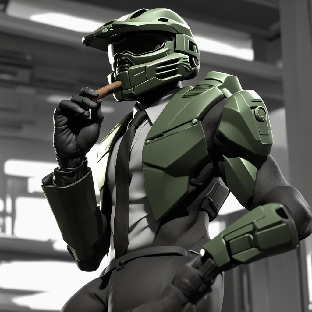 Master Chief as Mafia Boss: 3D Render