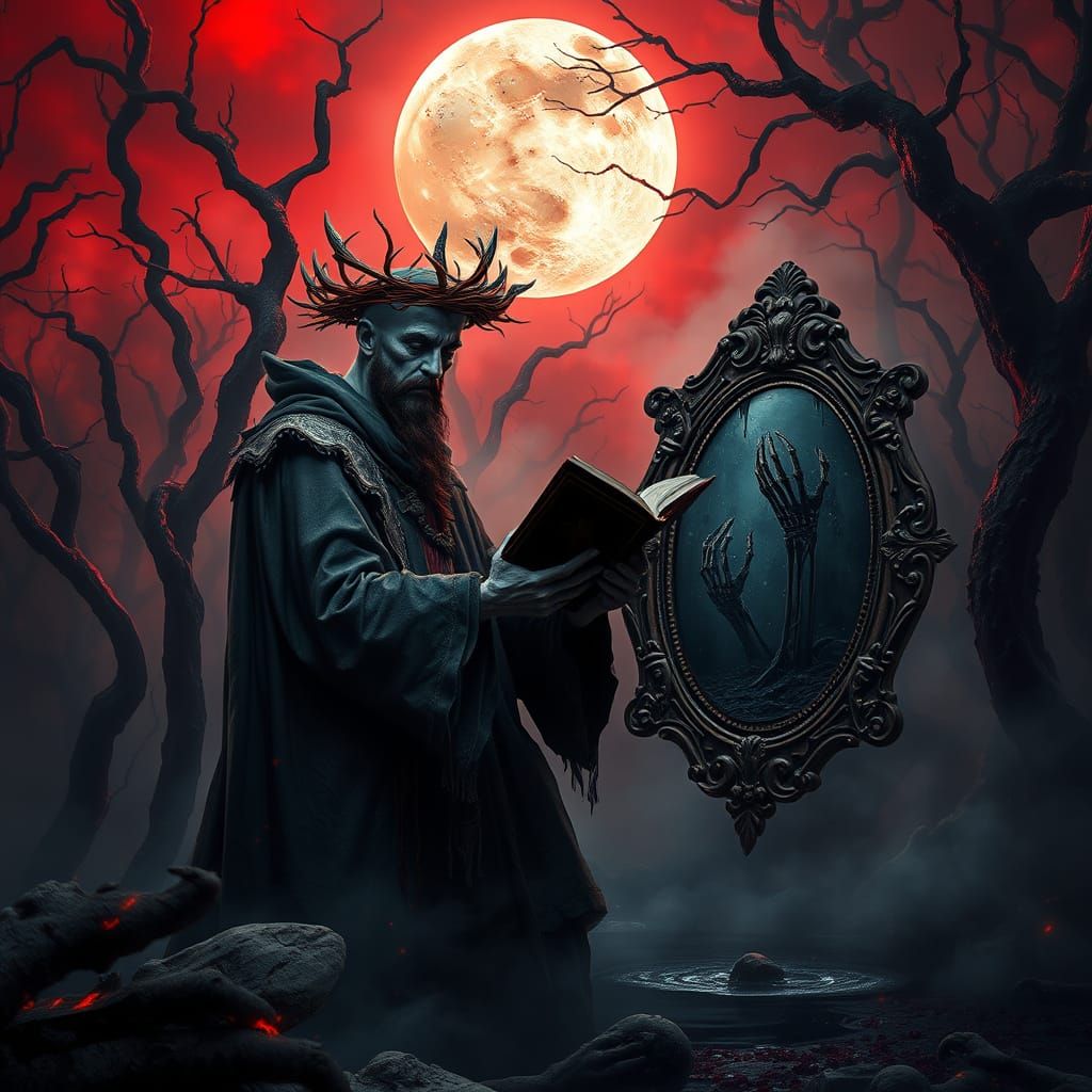 Cursed Forest Necromancer in Gothic Fantasy