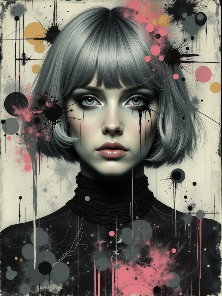 Abstract Gothic Woman with Charcoal Shadows