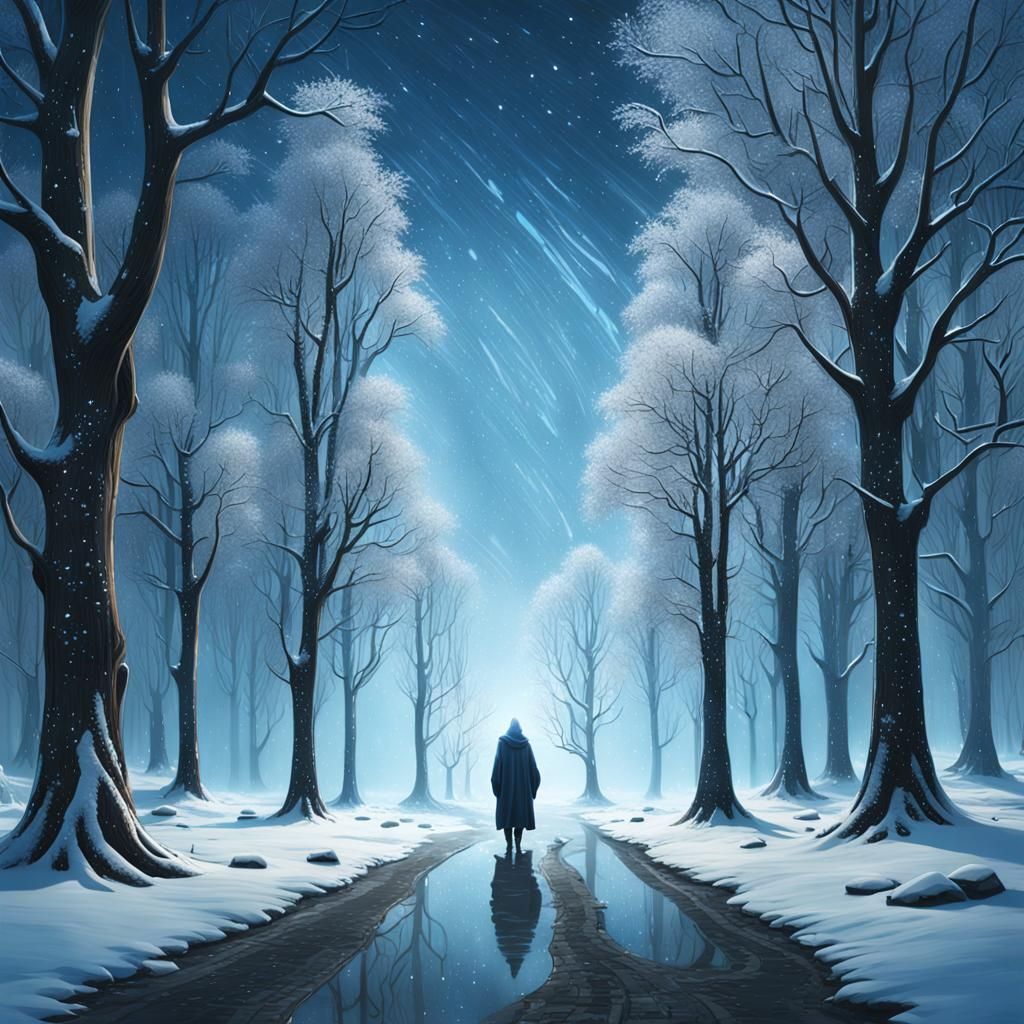Mystical Winter Wonderland Digital Matte Painting