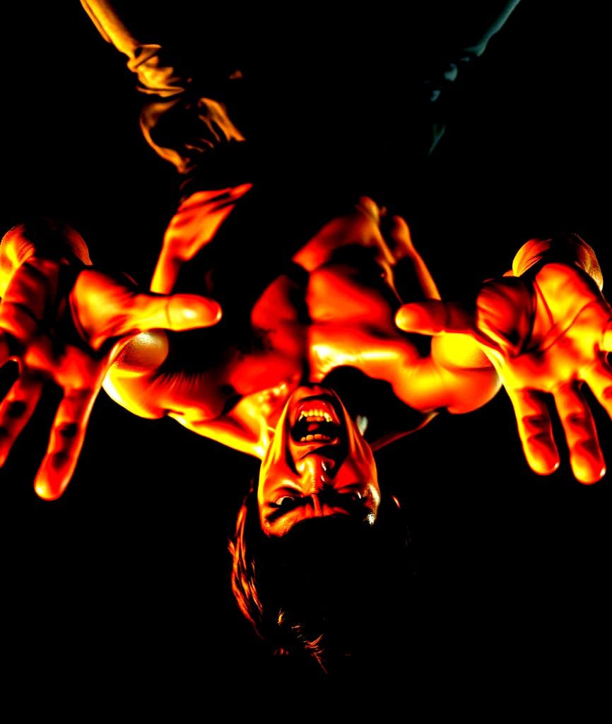 Bruce Lee's Intense Karate Stance in 1970s Style