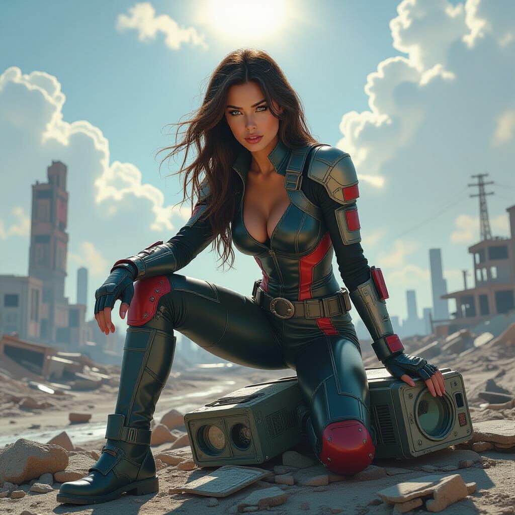 Vault Dweller Overlooking Wasteland in Dramatic Lighting