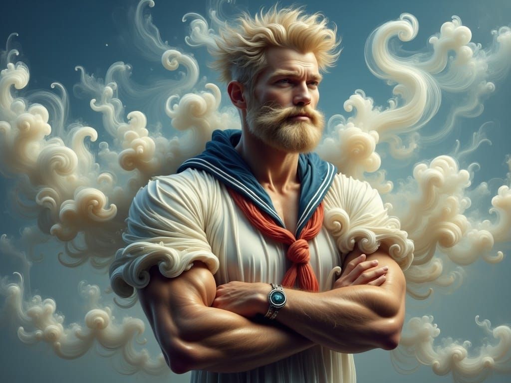 Ethereal Sailor Portrait in Enchanted Seascape