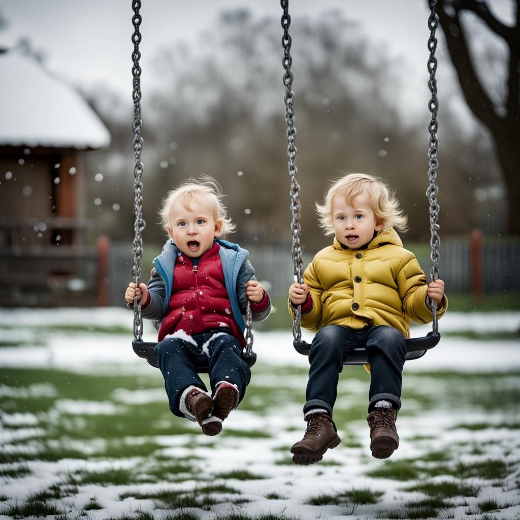 Toddlers Play on Swings: Professional Portrait Photography