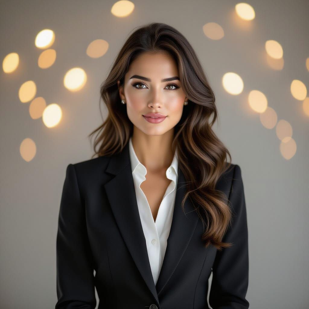 Professional Woman: Sharp Studio Portrait with Bokeh