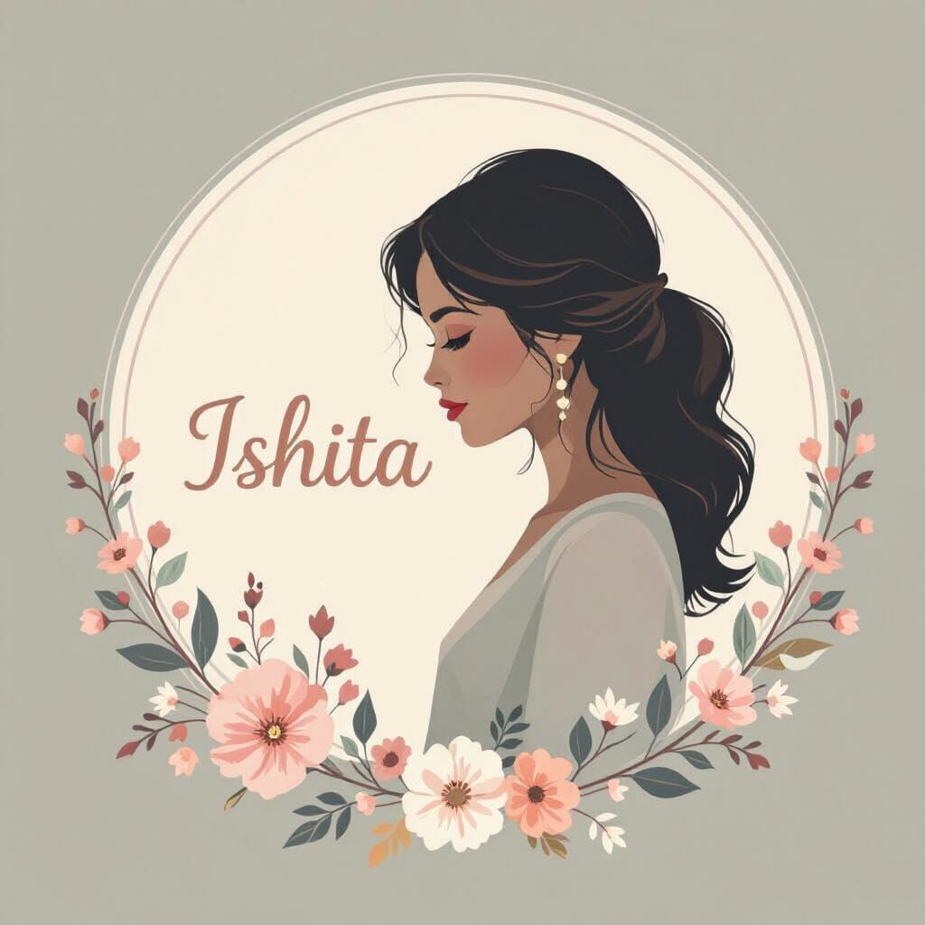 Elegant Logo for 'Ishita' with Floral Silhouette