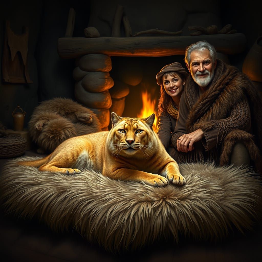 Stone Age Family Portrait in Rembrandt Style