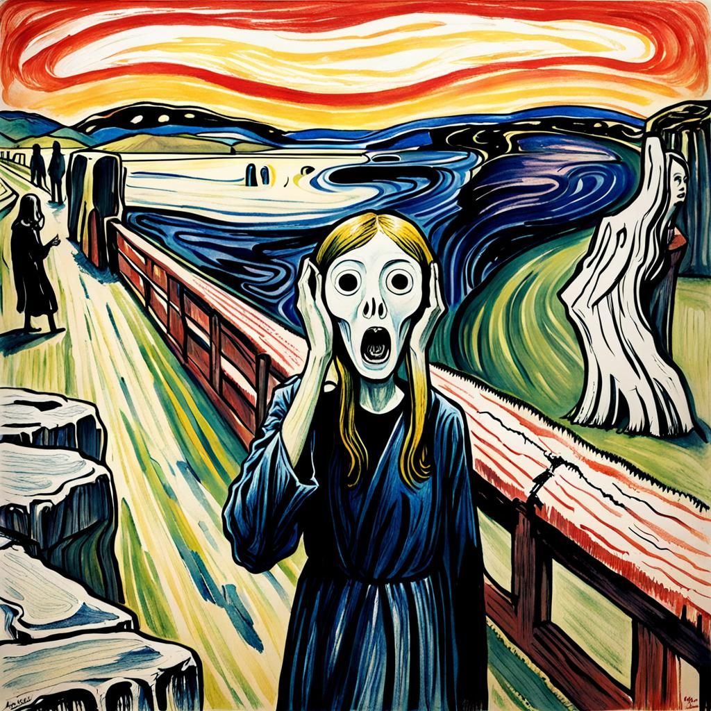 Banshee Screaming at Stonehenge in Horror Art Style