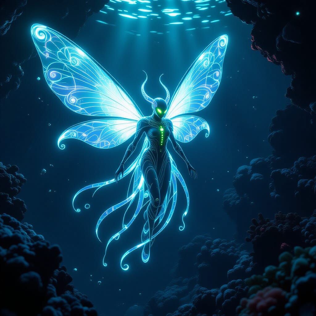 Bioluminescent Elder Thing in Abyssal Zone