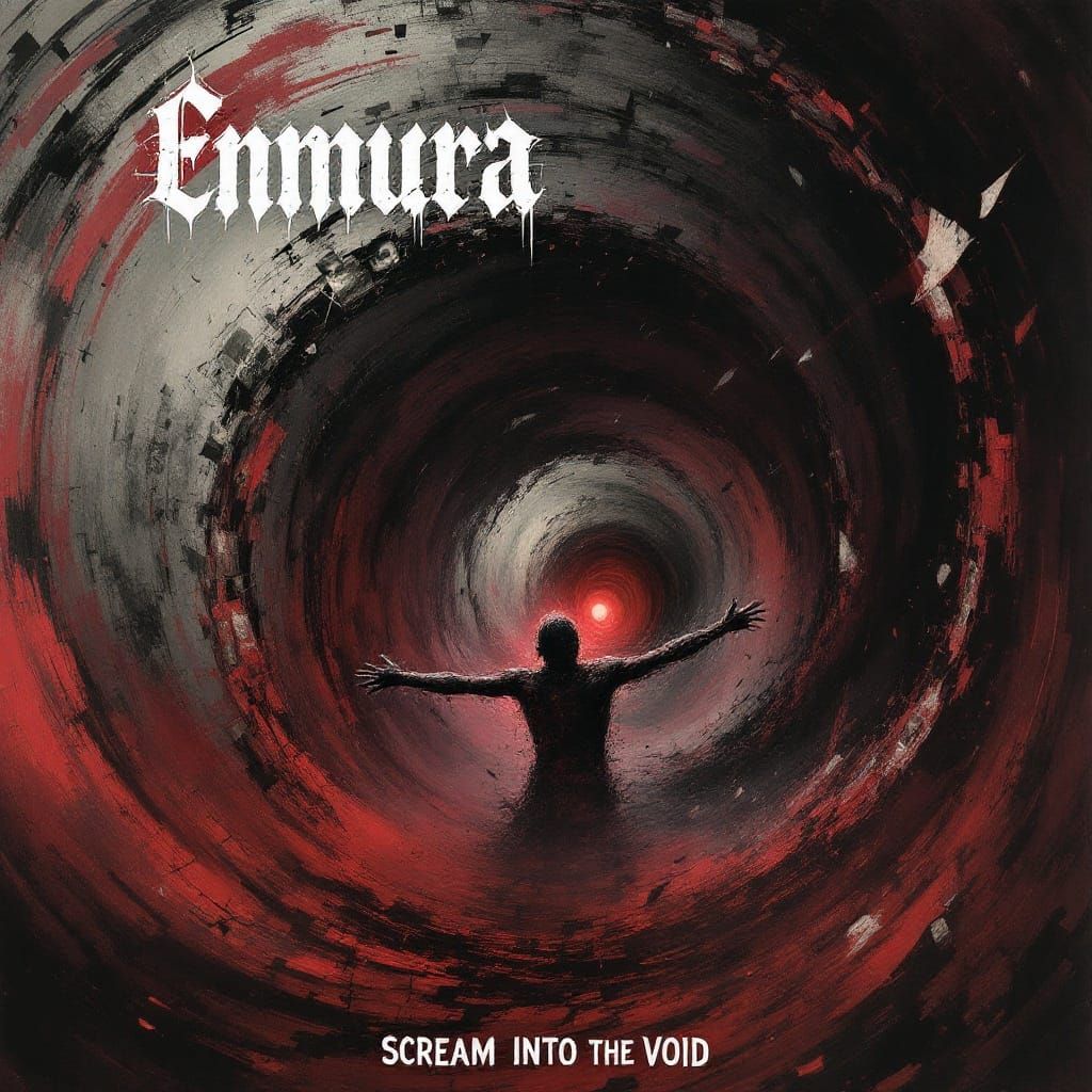 Surreal Figure Descends into Madness in Cyberpunk Style