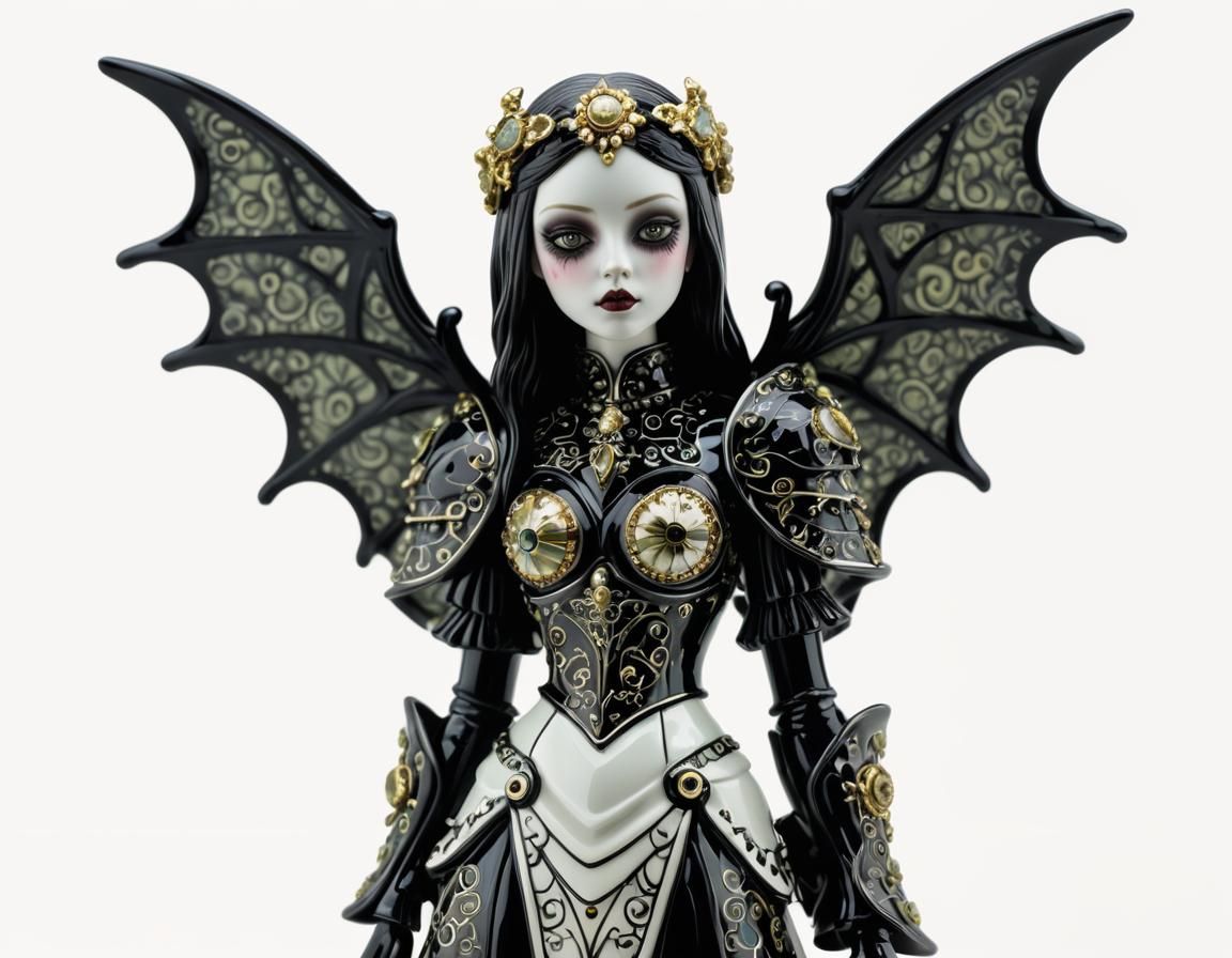 Gothic Porcelain Doll in Surreal Pop Style