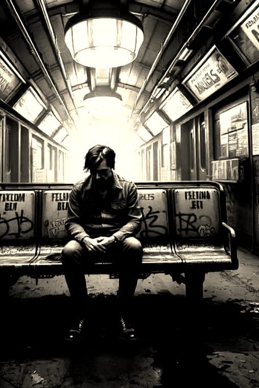 Lonely City Dweller in a Decaying Metropolis