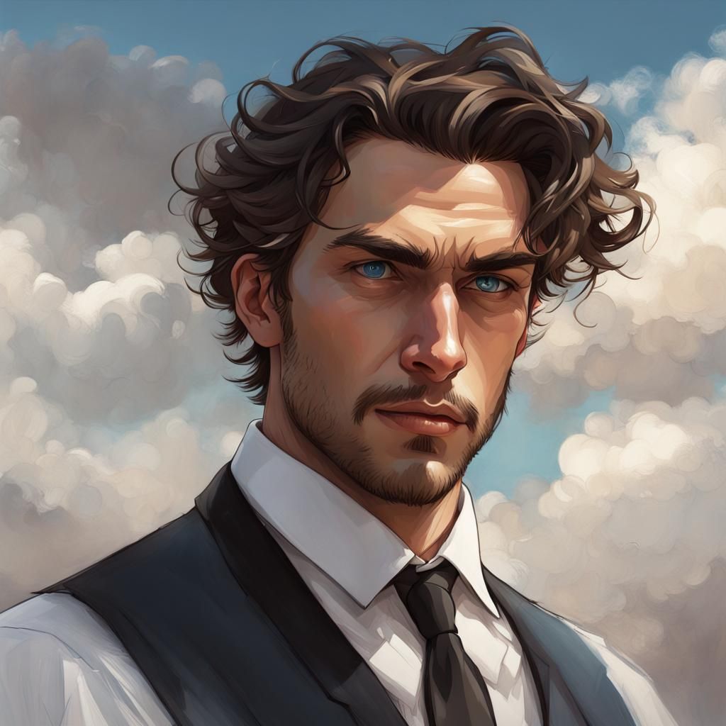 Italian Man Portrait in Hyperdetailed Digital Art