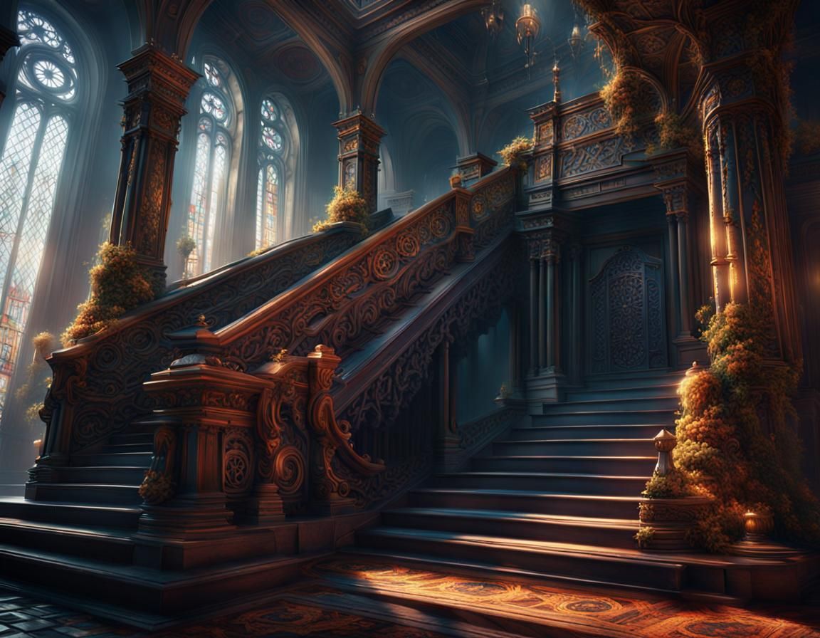 Impossible Staircase in Detailed Digital Matte Painting