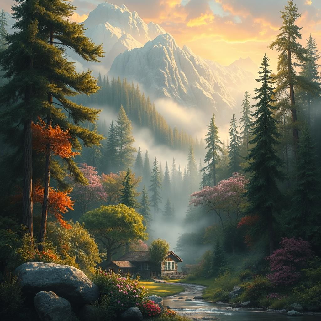 Ethereal Nature Scene in Hyperdetailed Fantasy Art