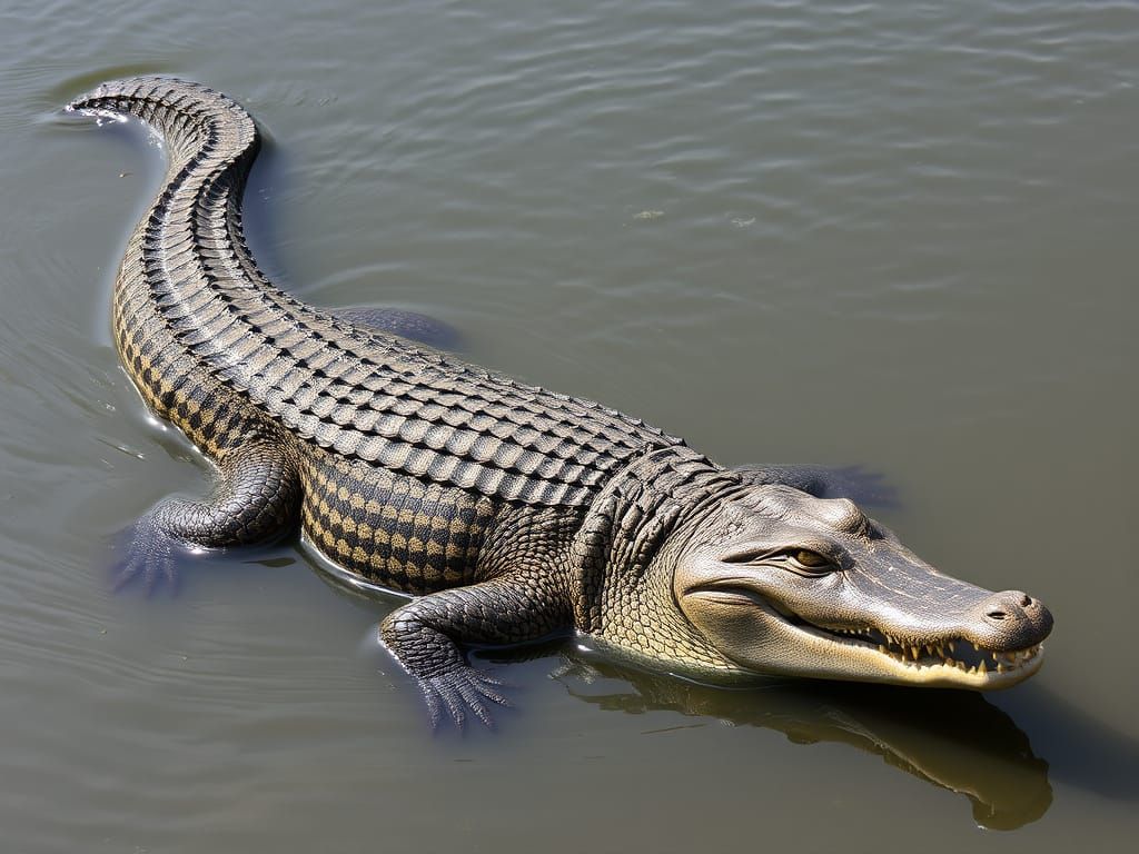 Large elegant crocodile with very prominent and obvious ging...