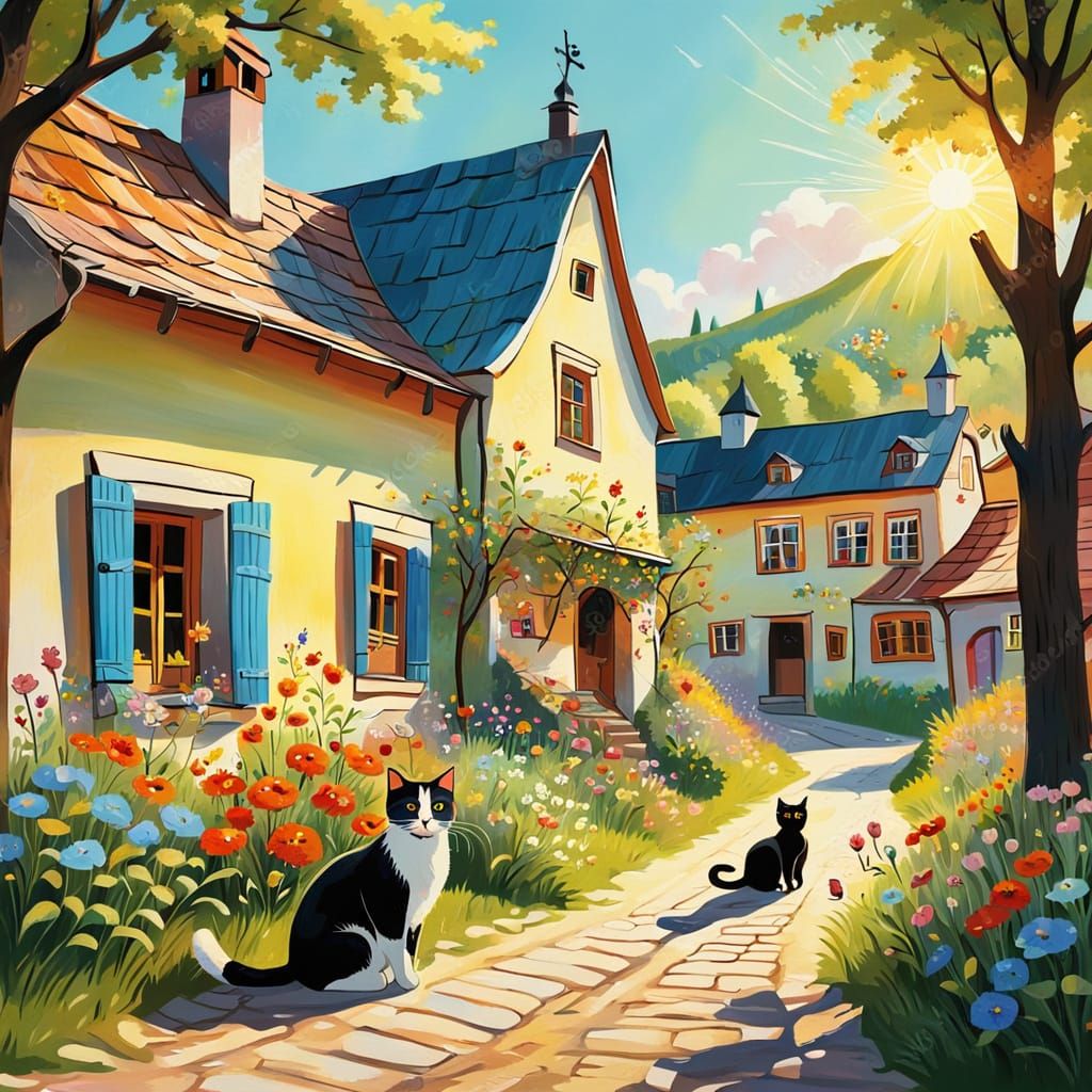 Village, cats