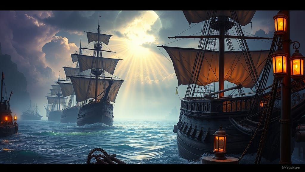 Majestic Harbour Scene in Epic Fantasy Style
