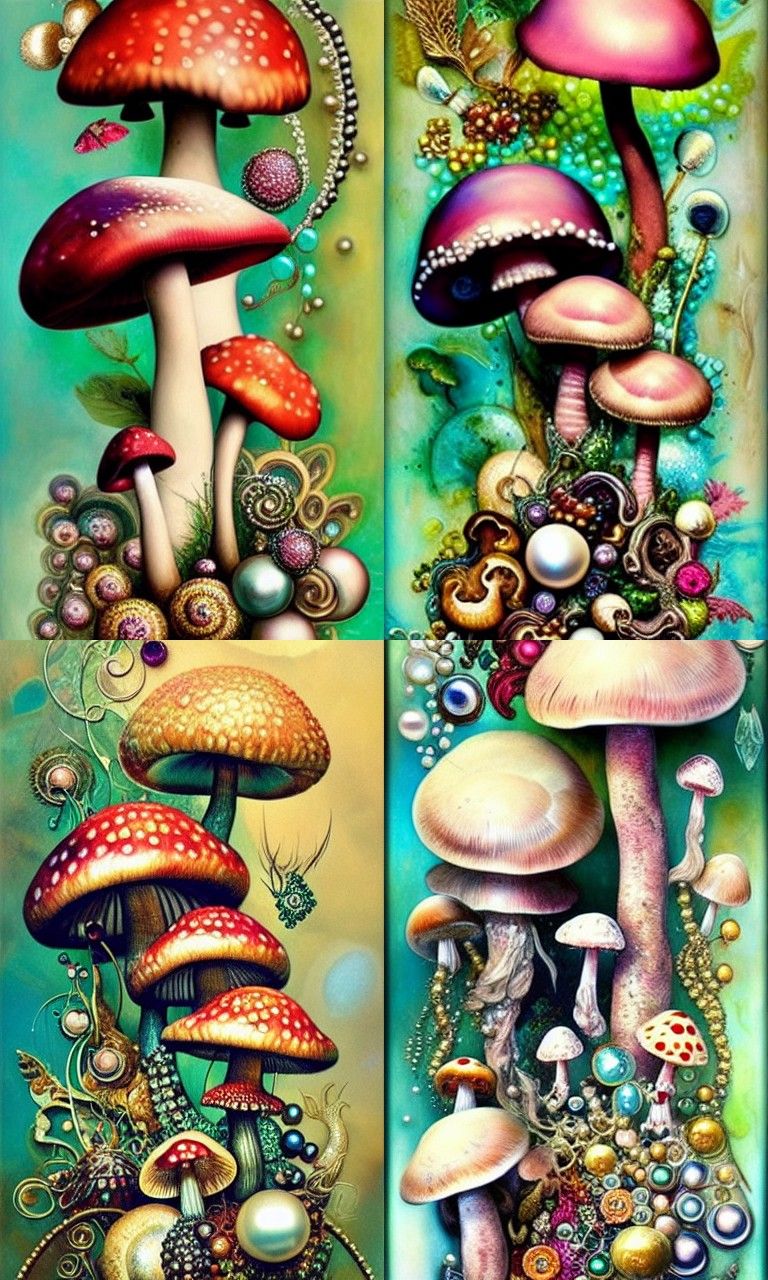 Mushrooms and Pearls: Maximalist Scrapbook Collage