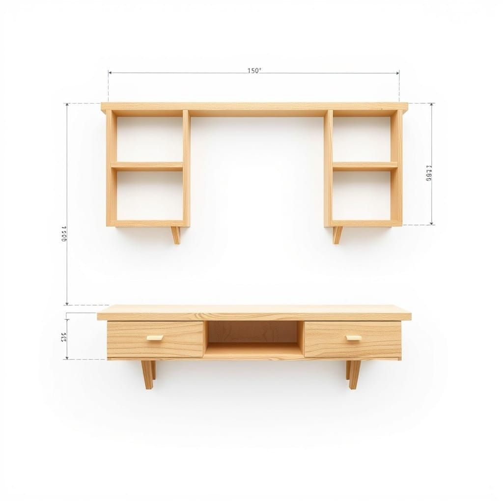 Woodcraft Furniture Design in Minimalist Technical Drawing S...