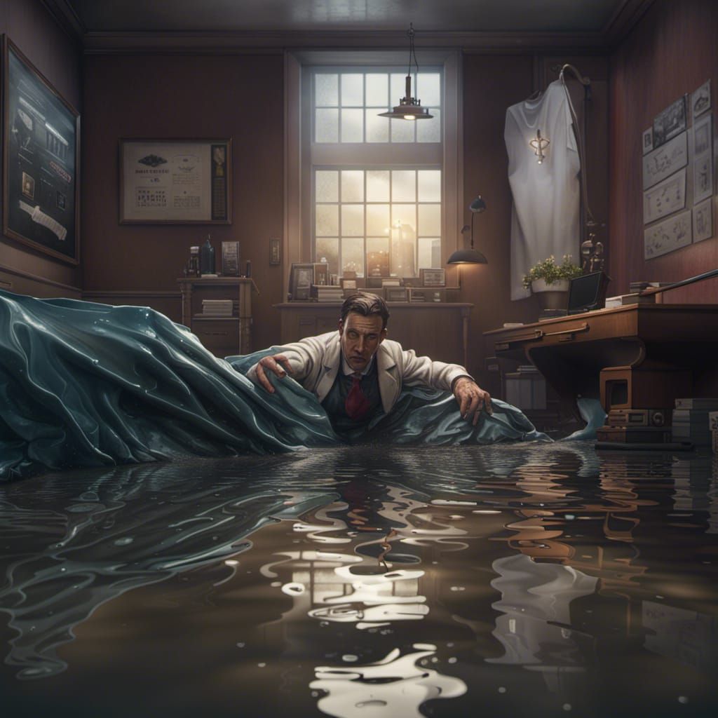 Man Drowns in Puddle: Detailed Matte Painting