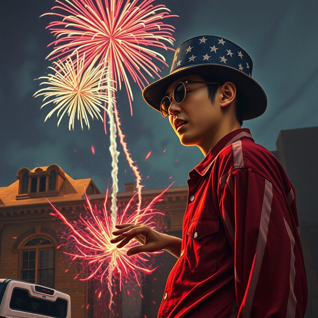 Surreal 4th of July Comic Freakout in Oil
