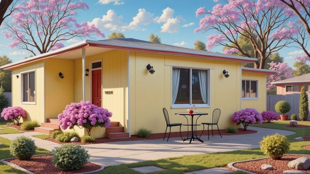 Retro American Dream Home in Vibrant Canary Yellow