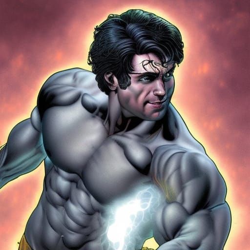 Electrified Man Portrait in Comic Book Style