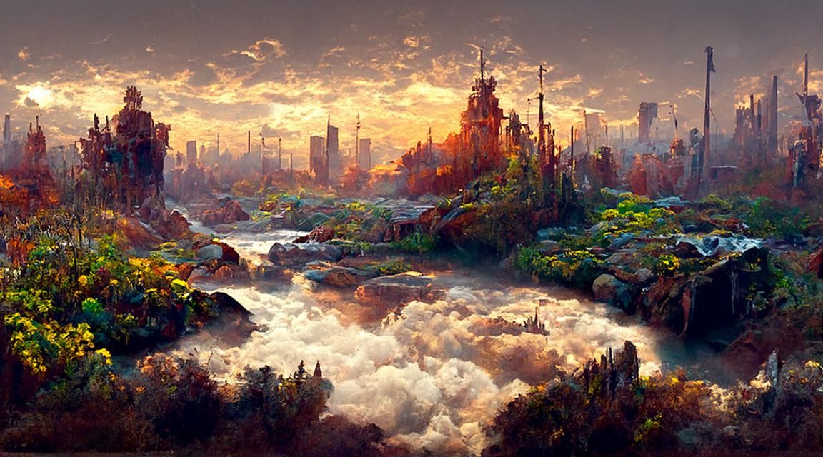 Post-Apocalyptic City Landscape in Hyperrealism