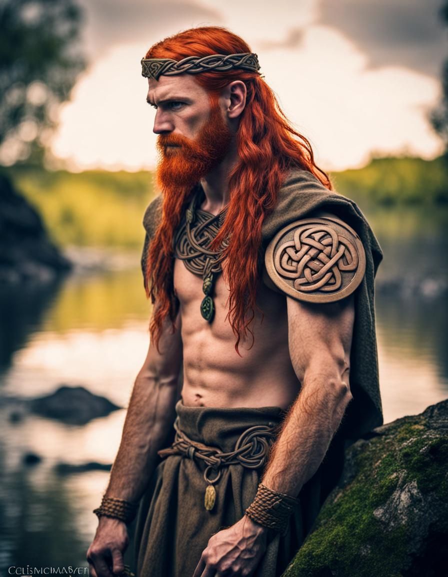 Celtic Redhead Druid in Digital Art Style