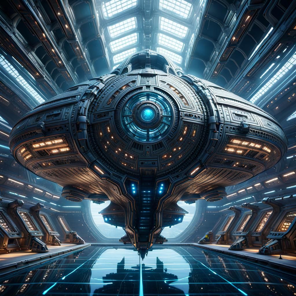 Surreal Spaceship in Milky Way: Digital Art