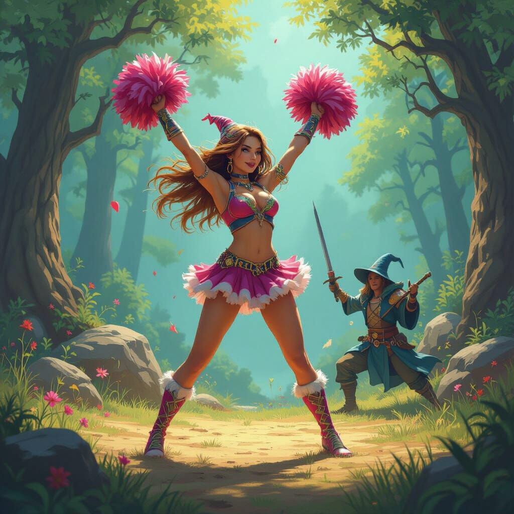 Fantasy Cheerleader Cheers Wizard Duelist