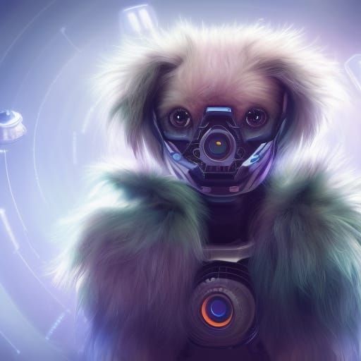 Cute Cyber Dog in Detailed Fantasy Art