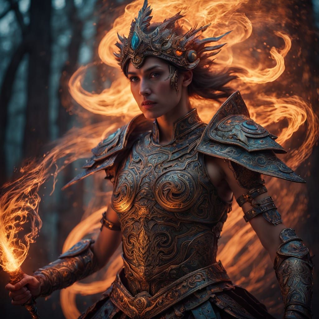 Mighty warrior of the Roman army with infused glowing tattoo...