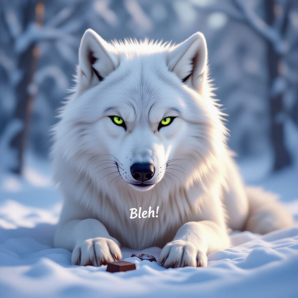 Wolfie with chocolate