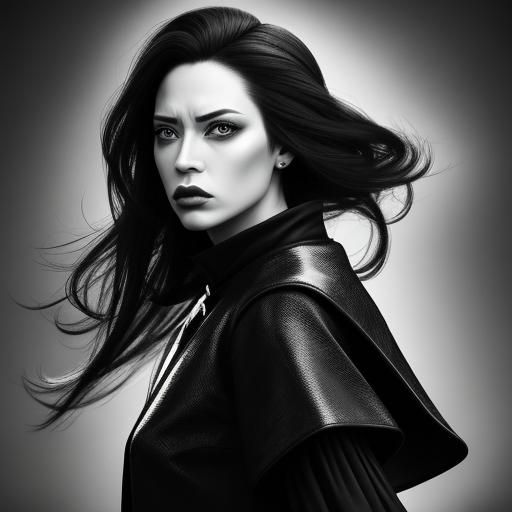 Dramatic Black and White Fashion in Hyperreal Style