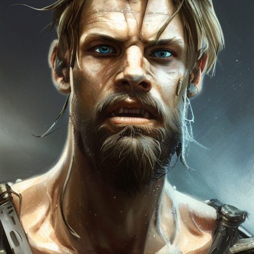 Post-Apocalyptic Warrior Portrait in Hyperdetailed Style