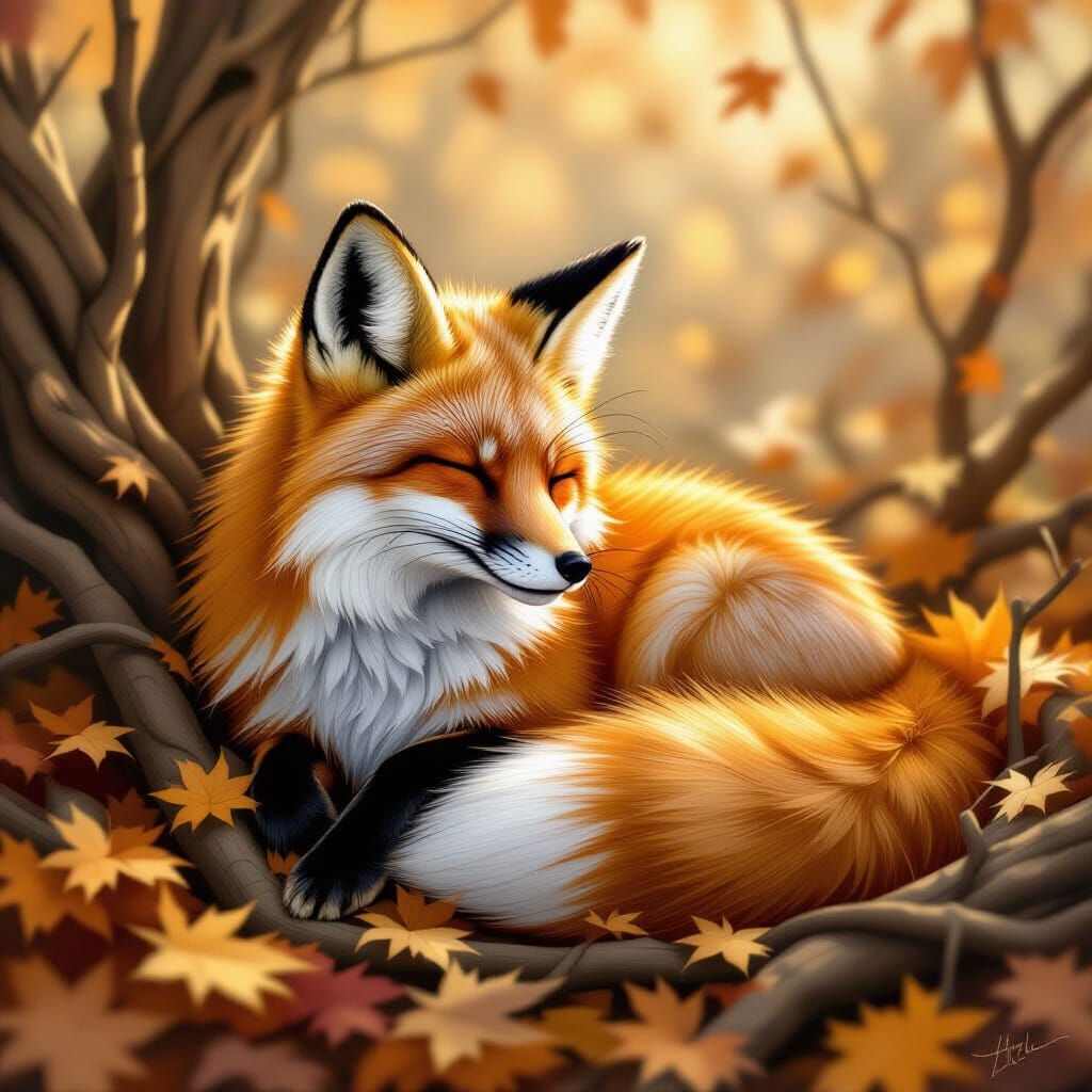Sleeping Fox in Earthy Tones
