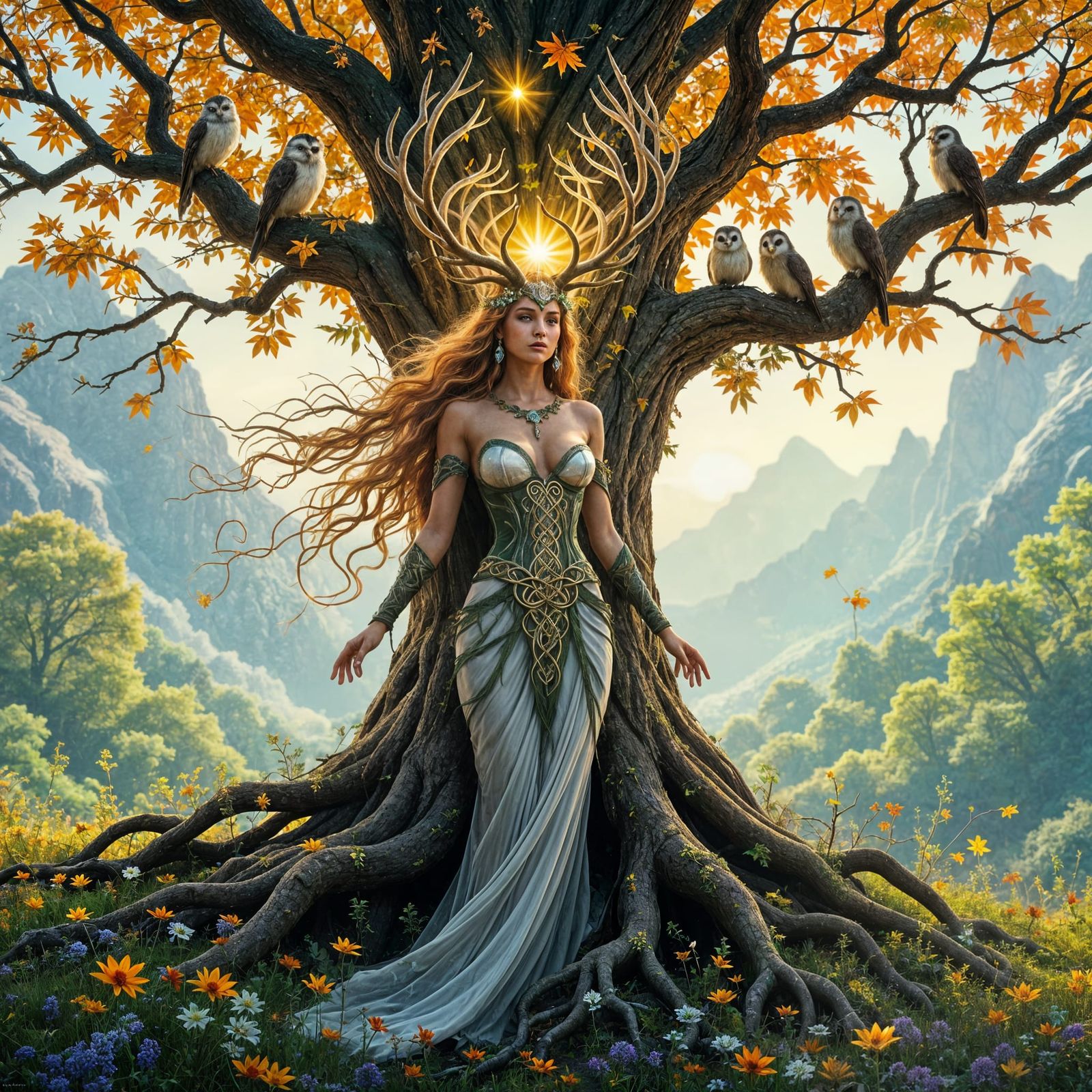 Celtic Dryad Queen's Forest: Hyperrealistic Cinematic Landsc...