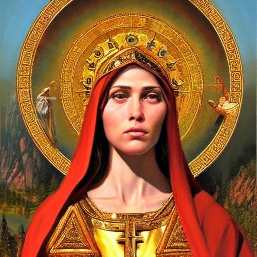 Regal Mother of God in Oil Painting Style