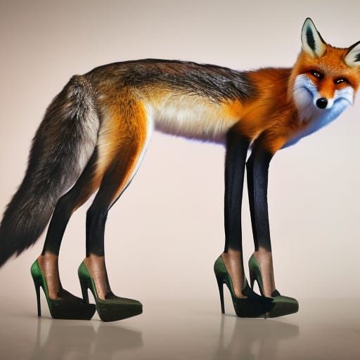 Hyperrealistic Fox in High Heels, Natural Lighting