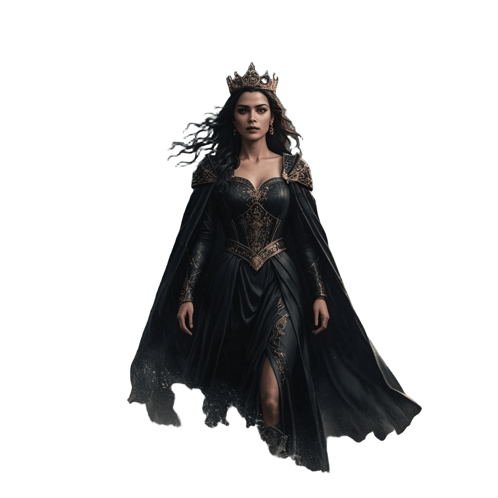 Dark-Haired Queen in Stormy Waters: Fantasy Concept Art