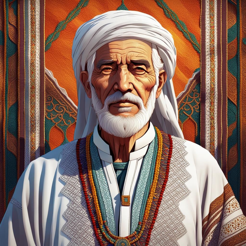 Berber Man in Traditional Clothing: 3D Anime Art