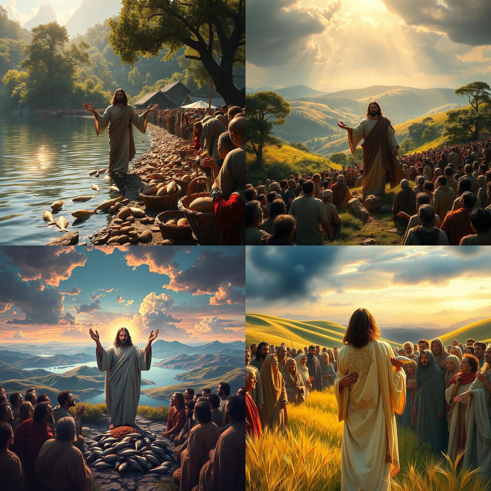 Jesus Multiplies Loaves: Detailed Matte Painting