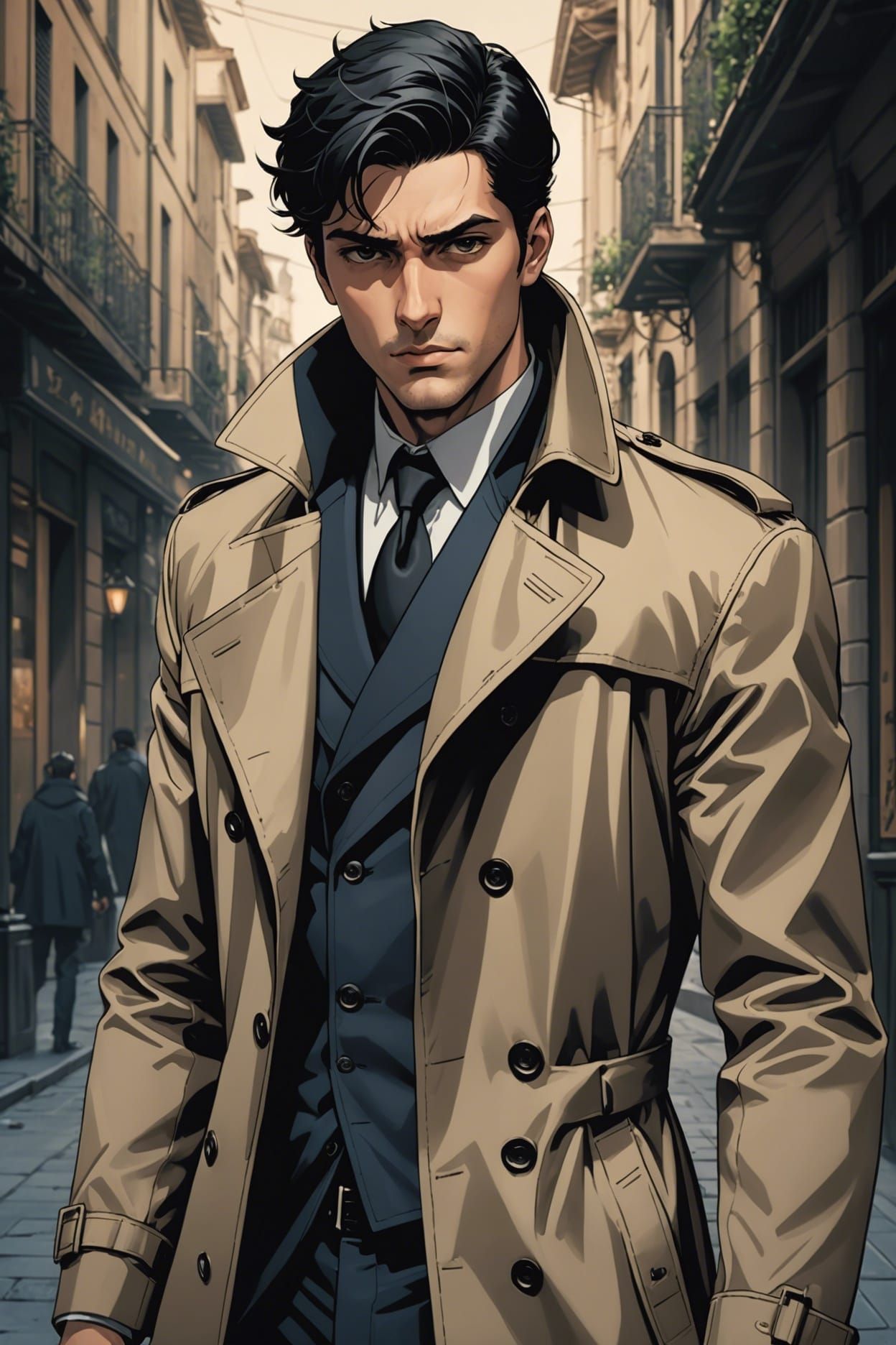 Italian Secret Agent in Anime Style
