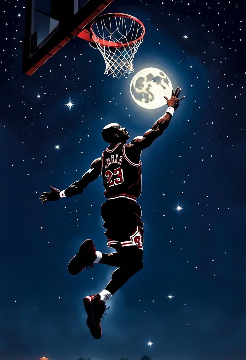The silhouette of Michael Jordan in the iconic hangman pose.